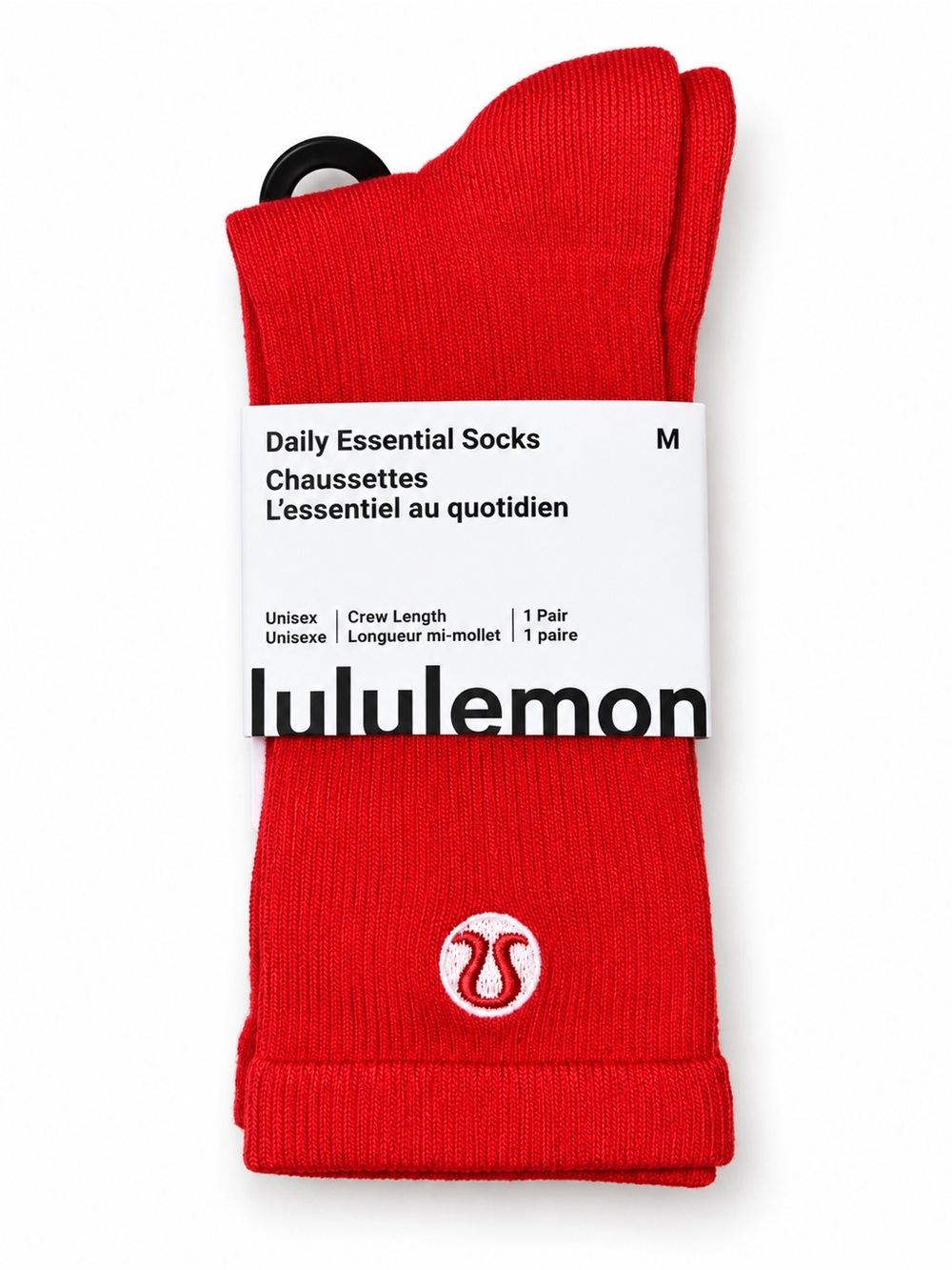lululemon Daily Essential Crew Socks Unisex Large White Pink Navy 1 Pair